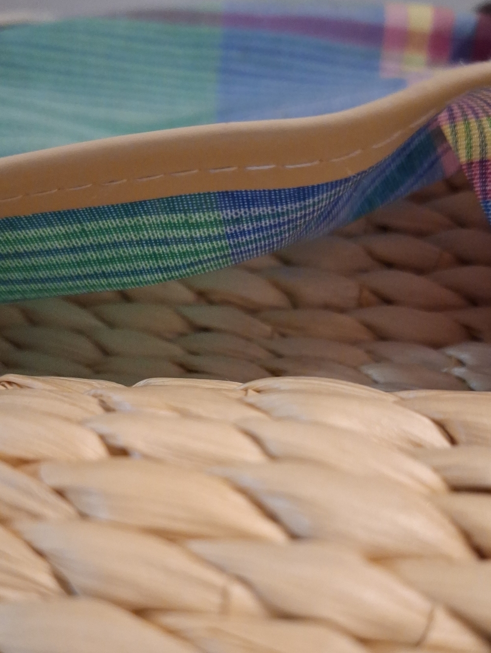 Ralph Lauren Pastel Plaid Straw-Top BeachTote - Picture 7 of 16
